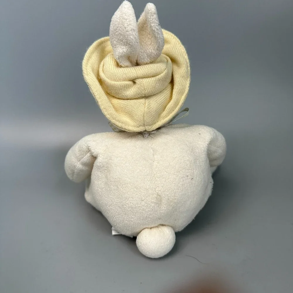 Bunnies By The Bay Plush Bunny Rabbit Cream Terry Cloth Floral Sun Hat 10 inch
